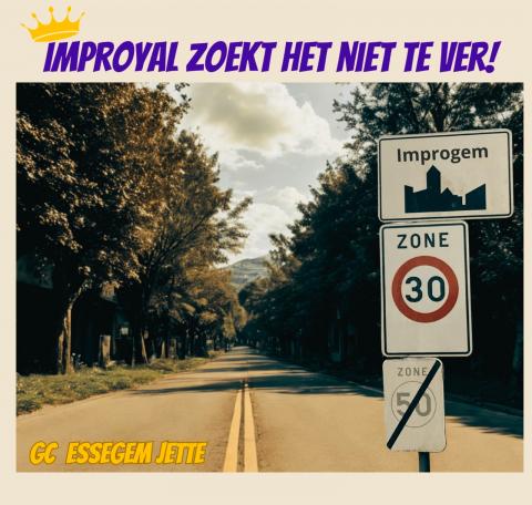 impRoyal zoekt het niet te ver. Afbeelding van straat met bord voor bebouwde kom.